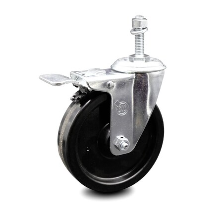 Service Caster 5 Inch Phenolic Swivel 10mm Threaded Stem Caster with Total Lock Brake SCC SCC-TSTTL20S514-PHR-M1015